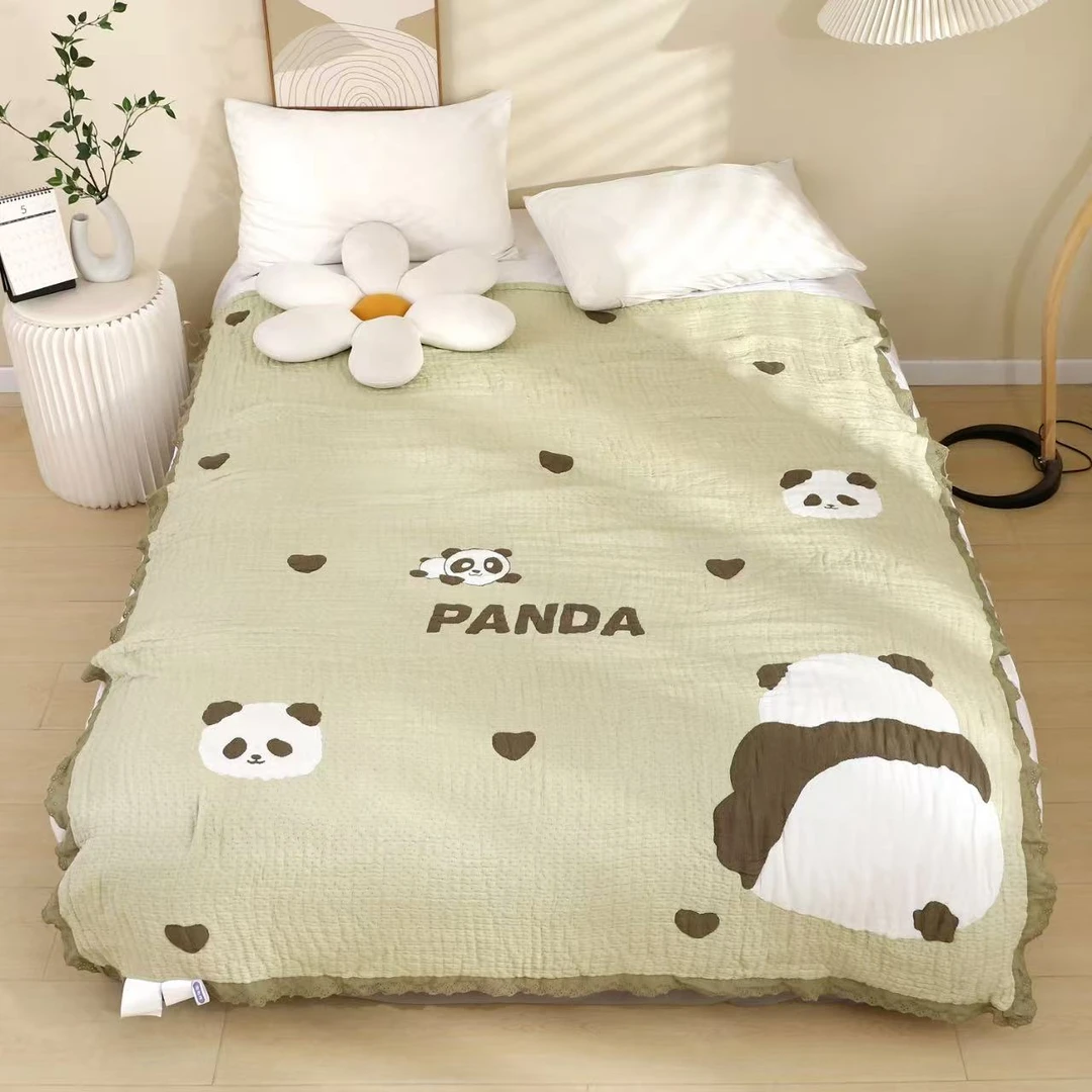 【小熊猫】大小尺寸花边泡芙被棉精梳竹棉被（轻微缩水介意勿拍）
