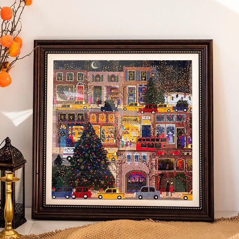 Galison冬灯拼图500片冬日之灯金箔烫金款圣诞之夜成人版益智拼图