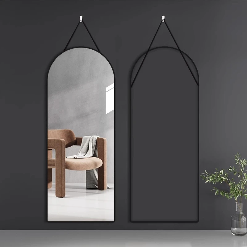 全身镜挂墙穿衣镜子贴墙自粘卧室壁挂宿舍家用挂绳玻璃网红试衣镜