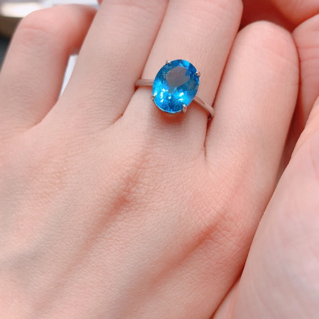 托帕石戒指银S925镶嵌