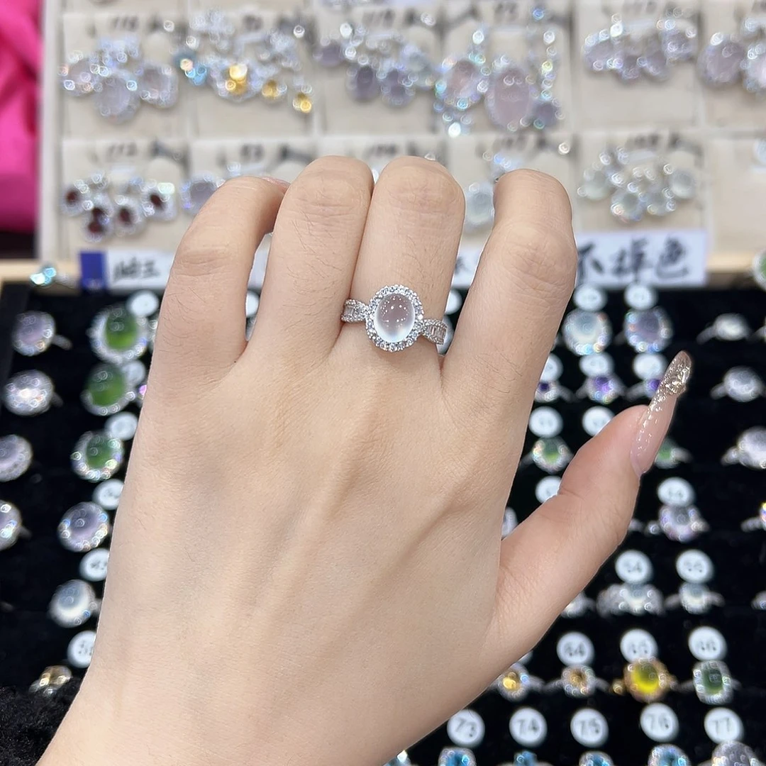 ღ***࿐蛇纹石玉银S925镶嵌戒指