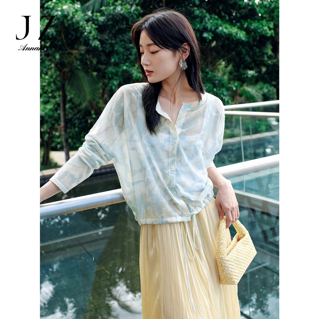 【羊羊专属】玖姿安娜蔻KWFX30605优雅百合花长袖针织开衫女2025夏