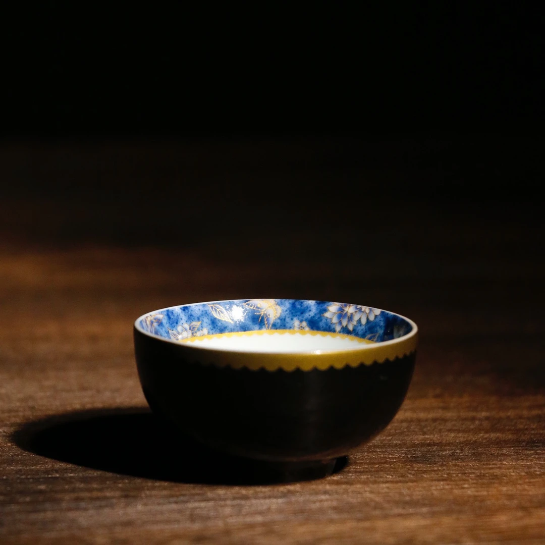 时节 玄黑釉梦蝶圆口杯