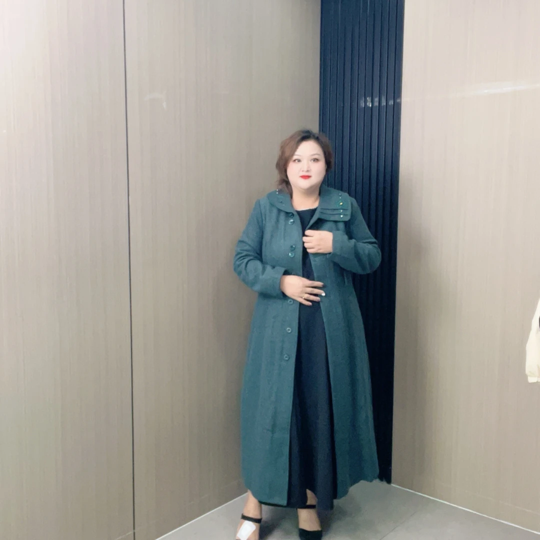 最新【海燕0083】长款厚款秋冬休闲长袖毛呢外套百搭大衣网红中长款