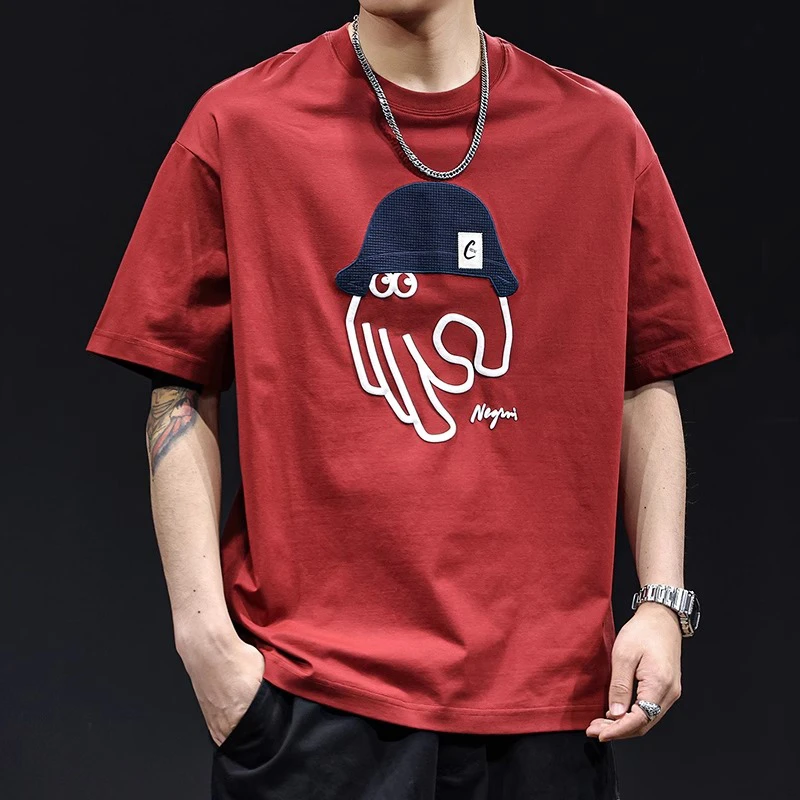 U&PURA重磅肌理感印花短袖t恤男款夏季新款宽松潮流休闲百搭T恤