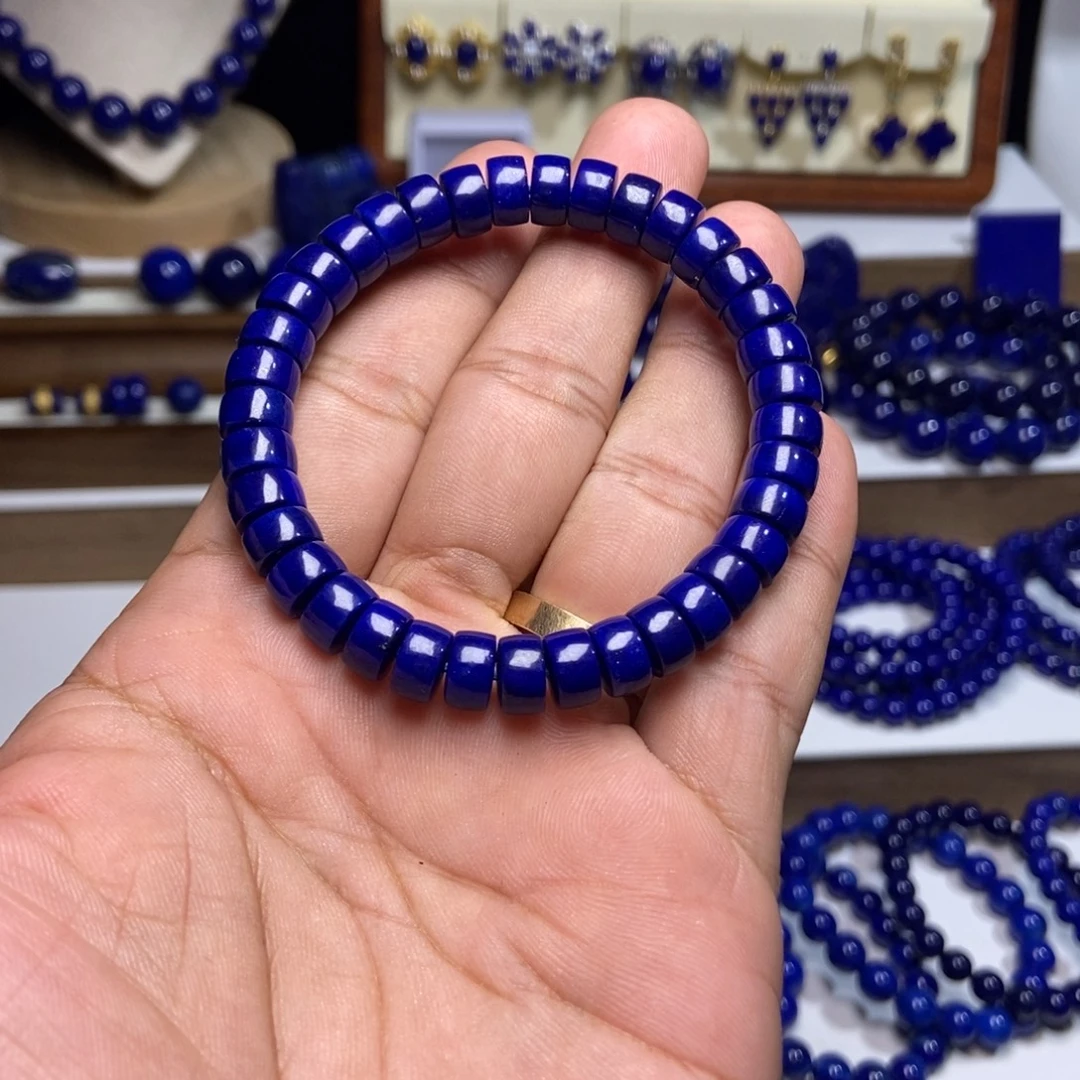 羅***罗青金石未镶嵌老矿 极品 精工 药片 手串8+