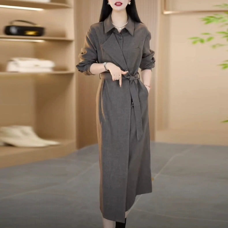 高档薄绒TR精纺时尚休闲气质显瘦礼服裙2025秋季新款洋气连衣裙子