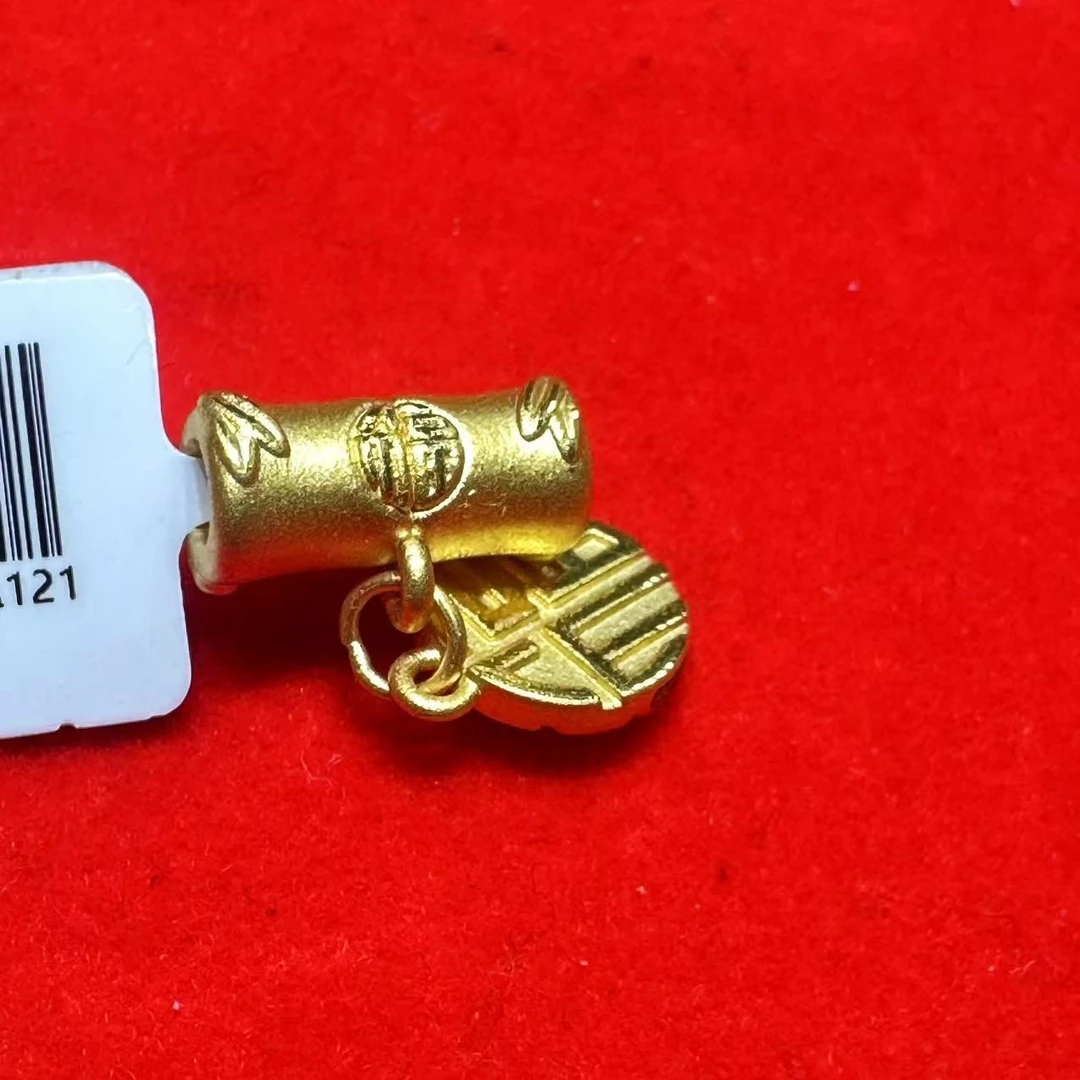 【小琪金选】 足金999 竹节福字吊坠  1.84