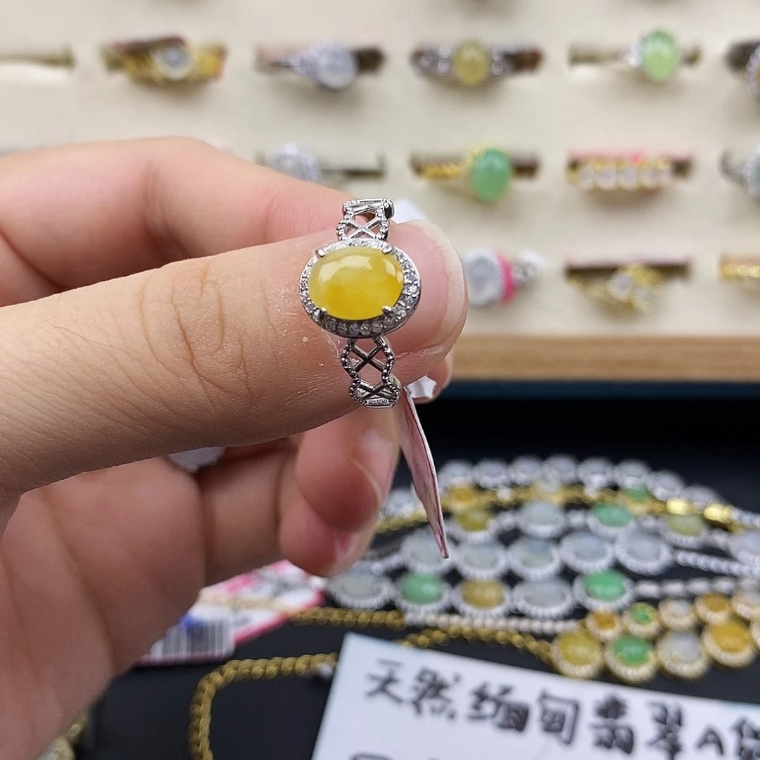 翡翠银S925镶嵌戒指