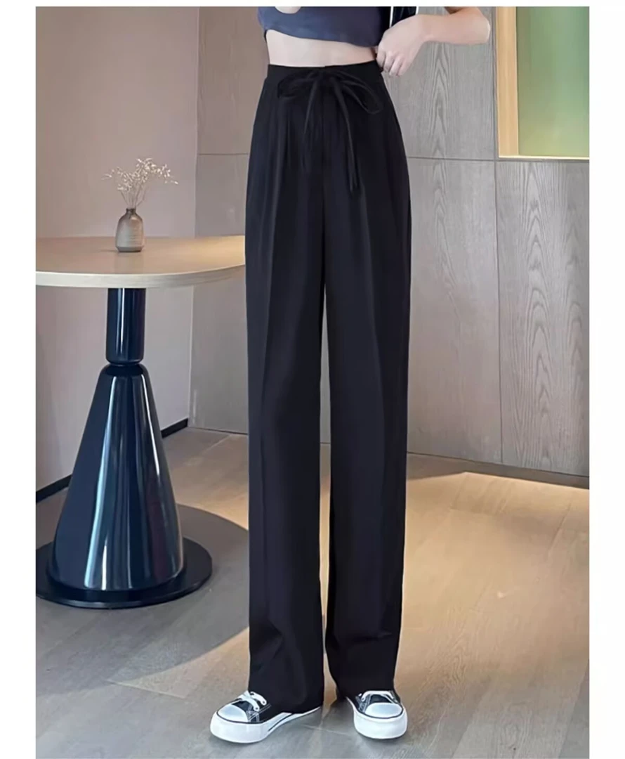 腰串绳阔腿裤休闲裤长裤561