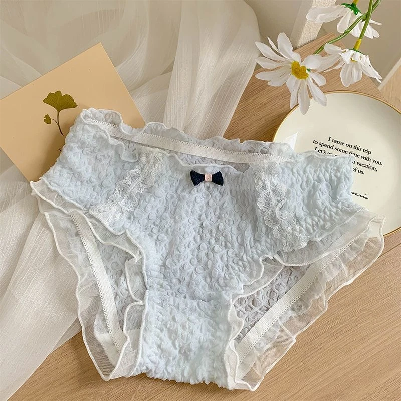 日系甜美软糯纯欲性感泡泡棉少女学生蕾丝内裤可爱蝴蝶结