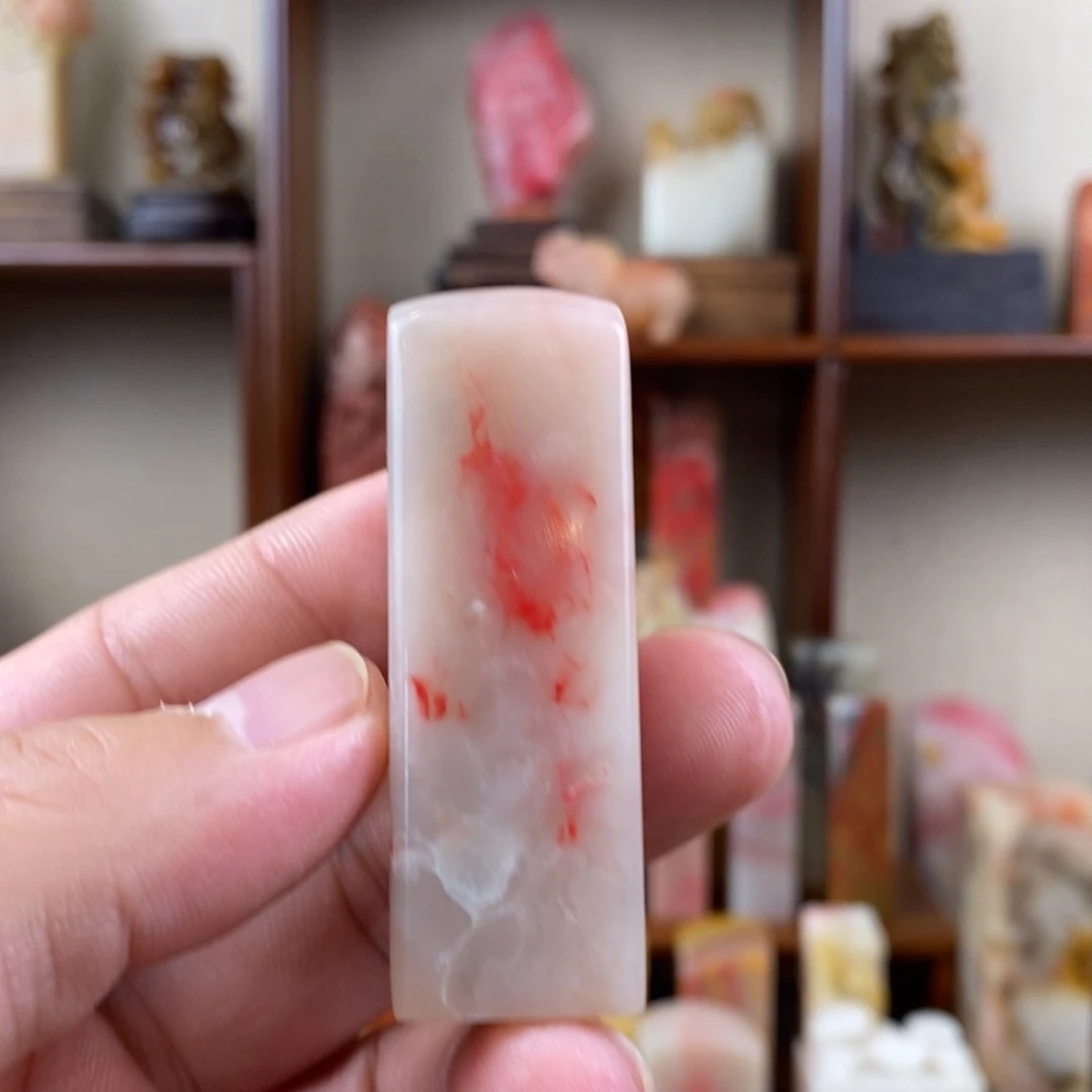 巴林石印石巴林鸡血石素章