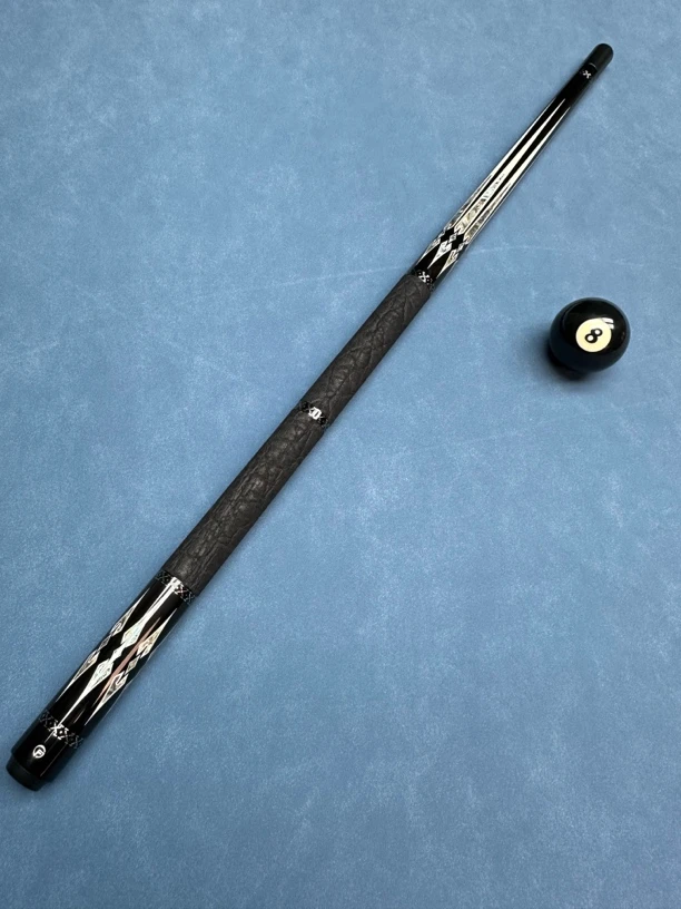 fugan/福杆fg05黑檀双段式皮把 台球杆 手工杆 九球杆 大头杆