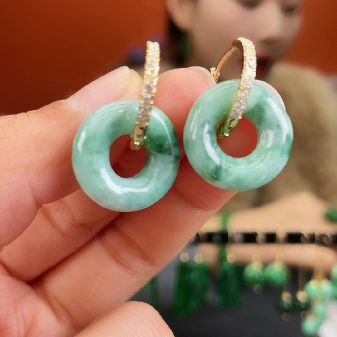 翡翠未镶嵌耳饰饰品