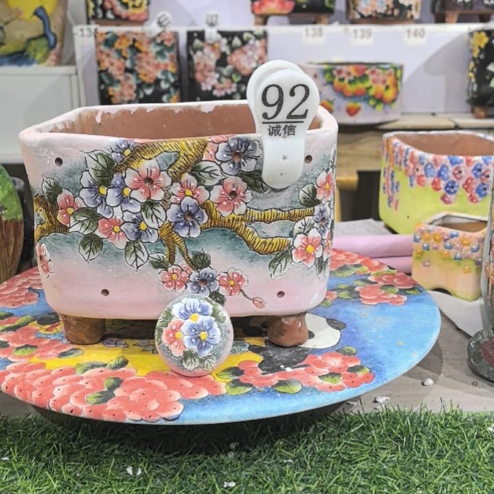 红泥花盆景德镇陶瓷