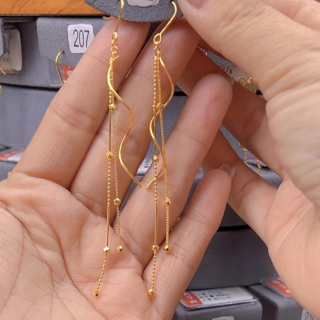 足金999 黄金流苏耳钩 3.61