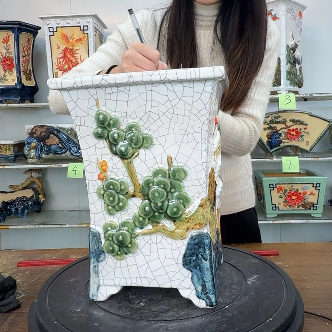 钓***鱼深了石湾盆石湾盆