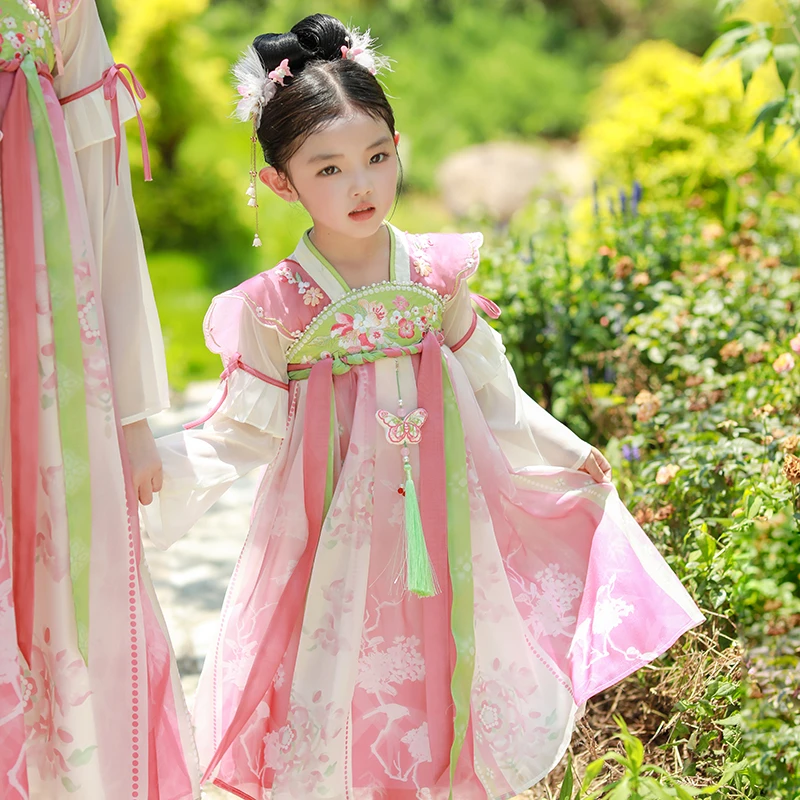 汉服女童春装儿童古装女孩古风超仙改良襦裙春款中国风长袖连衣裙