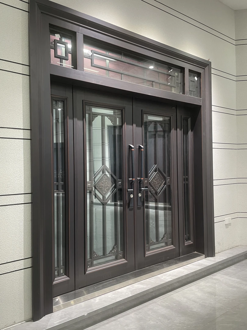 锌合金材质堂前门大门玻璃门一平