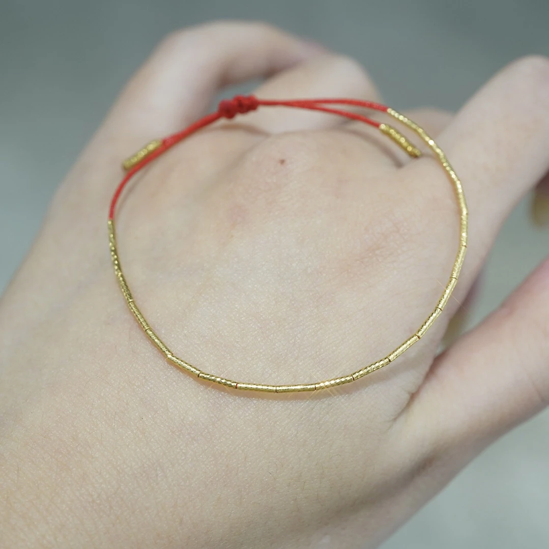 【卡奢珠宝】18K金  金管红绳配件
