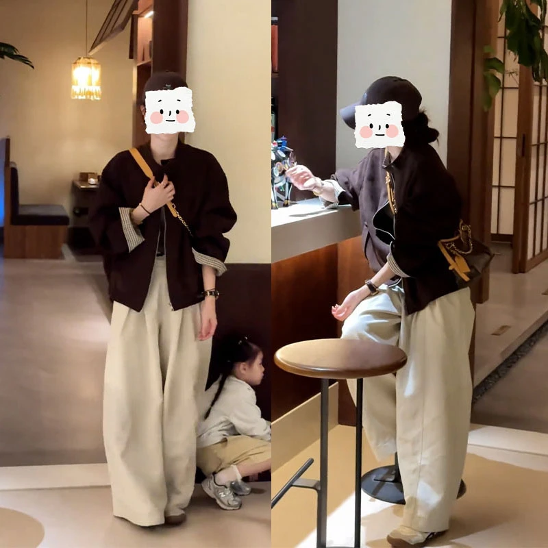 2025流行穿搭一整套韩版宽松百搭外套开衫显瘦阔腿裤休闲裤两件套