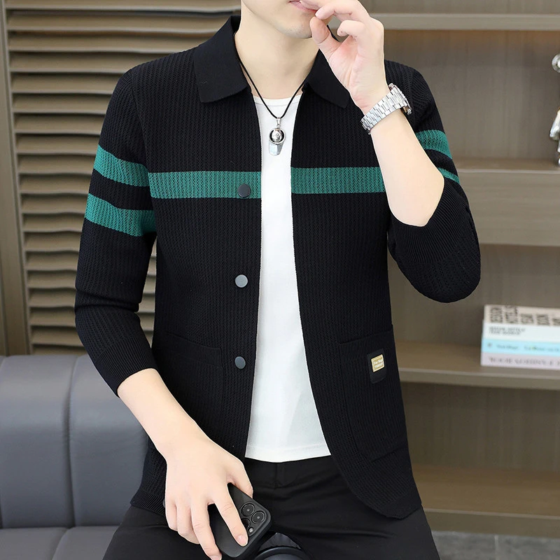 开衫男士薄款韩版男款修身商务毛衣潮流外穿针织衫长袖时尚休闲