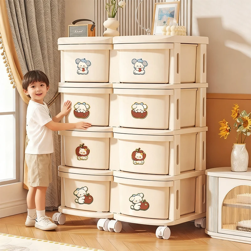 零食置物架小推车双排家用多层抽屉式储物柜移动玩具杂物收纳架子