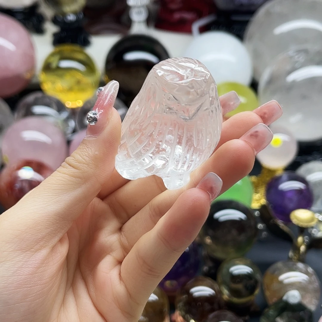 天然水晶雕刻件小鸟白未镶嵌水晶