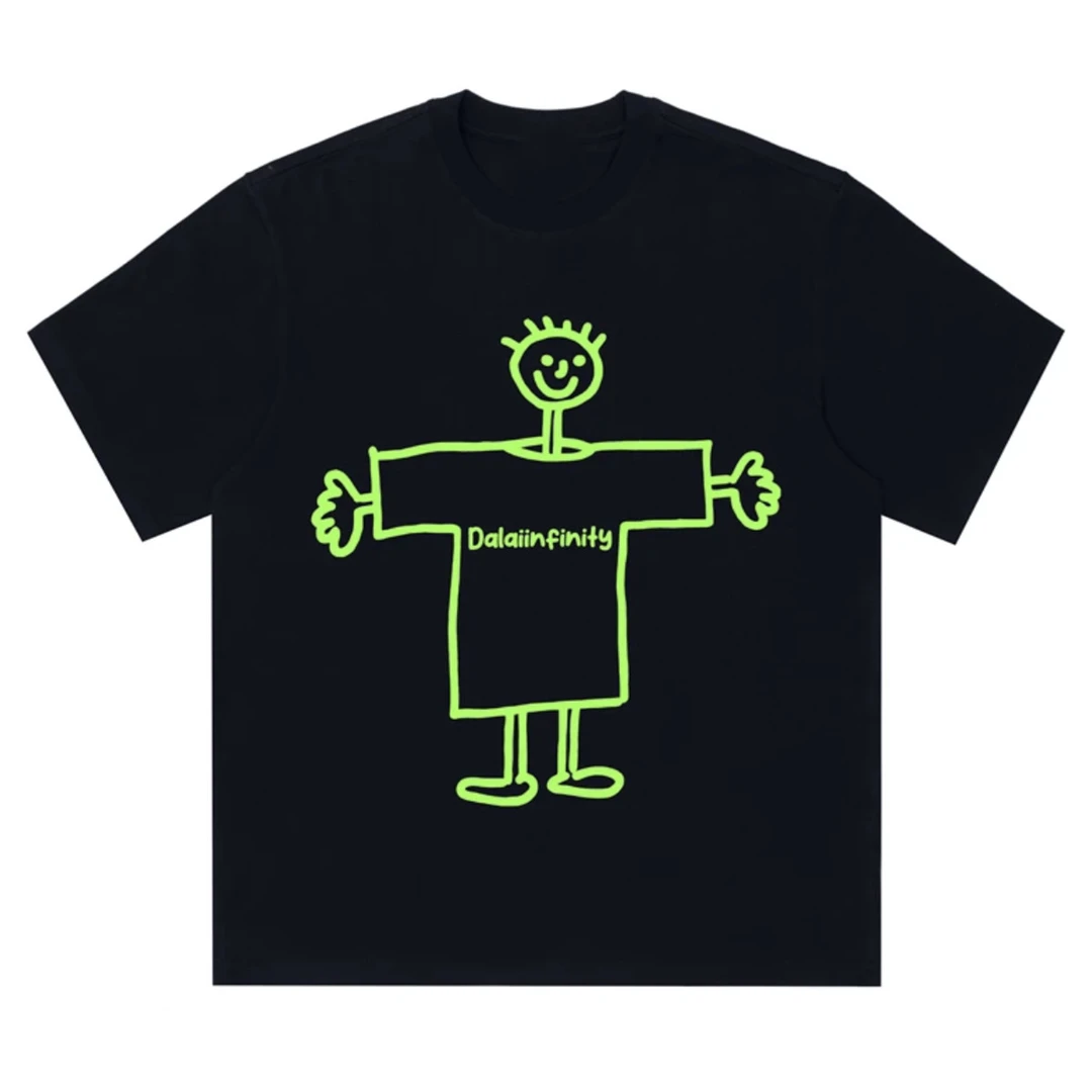 （笑脸男孩）趣味性T恤男女情侣款纯棉印花短袖上衣