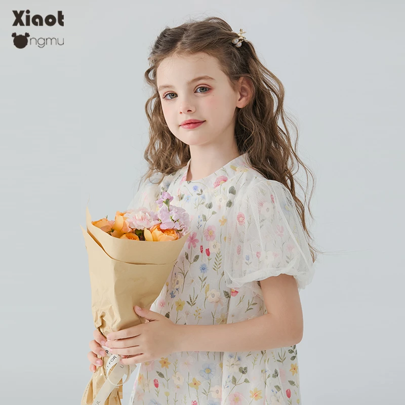【断码特价】 清新浪漫女童连衣裙夏季新款刺绣旗袍裙中大童a字裙子