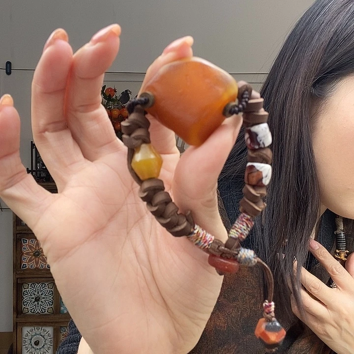 蜜蜡手链未镶嵌心****手链