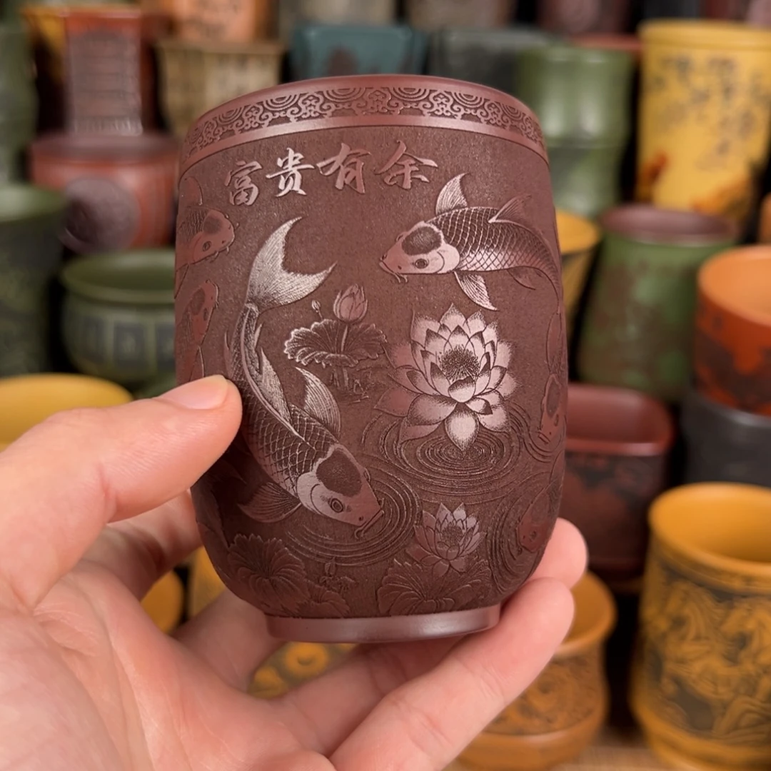 紫砂茶杯宜兴原矿紫砂杯