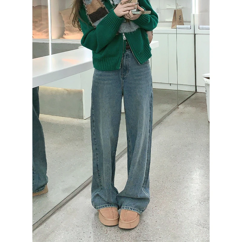 美洋MEIYANG【60系列】光影牛仔裤 胶片滤镜~猫须纹理宽松直筒裤