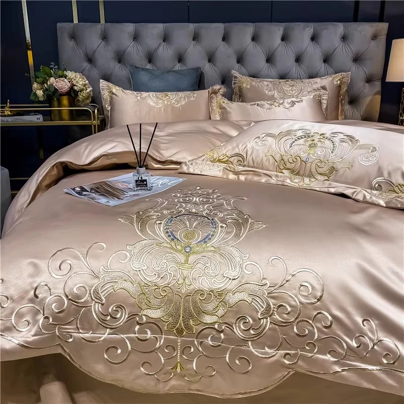 欧式高端刺绣宫廷风四件套全棉纯棉被套婚庆结婚送礼床上用品
