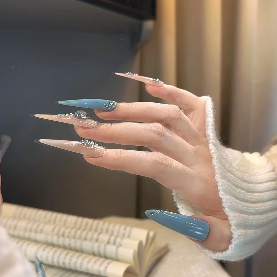 纯手工爆闪贴钻穿戴甲仙女气质高级感美甲甲片