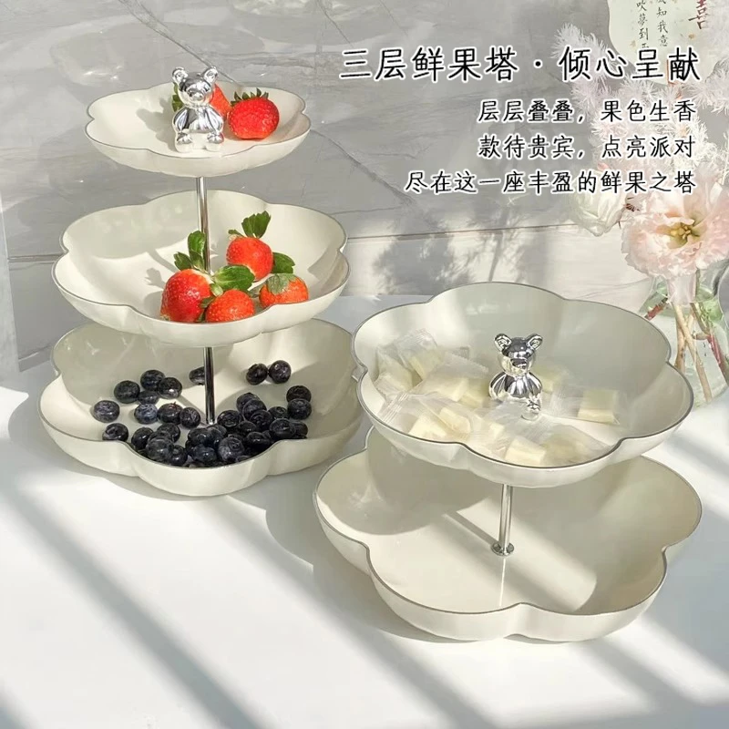 客厅欧式双层果盘三层家用网红多功能摆放干果拼盘果盒创意点心盘