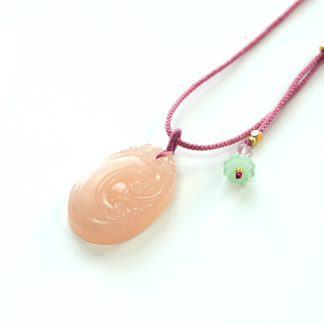 冰藕粉桃花粉如意吊坠项链原创设计文创创意毛衣里