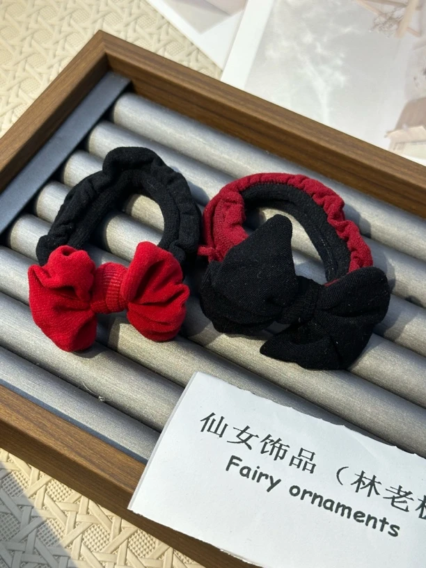 【006】～新年红色蝴蝶结高端无缝发圈女高弹不伤发橡皮筋