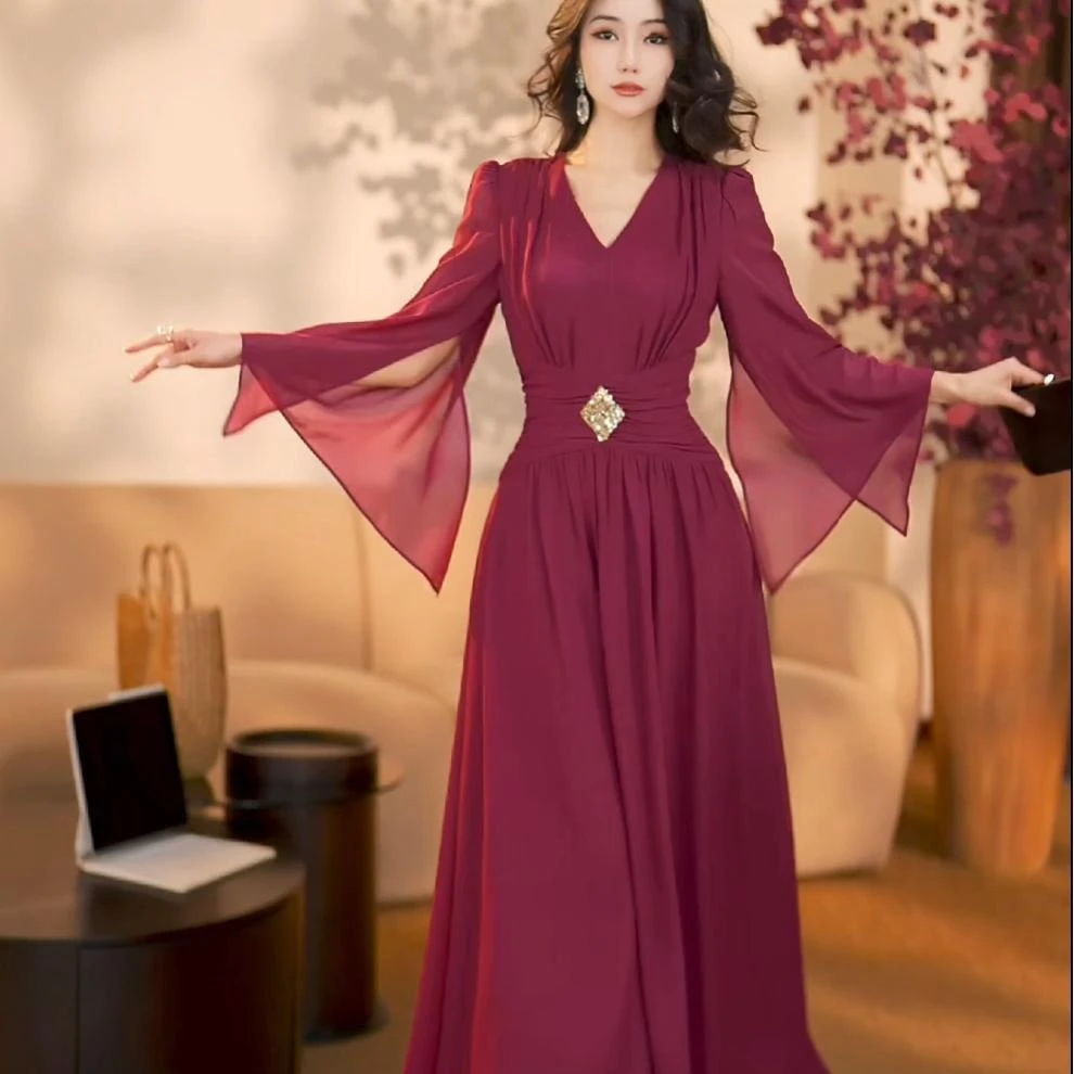 【袁小姐】女神雅典娜 法式轻奢设计感小众气质收腰连衣裙-HZ727