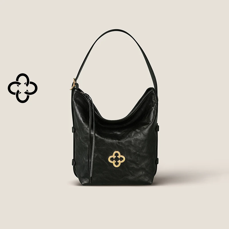 CASSILE/卡思乐水桶包女2025新款头层牛皮腋下包轻奢小众高级感