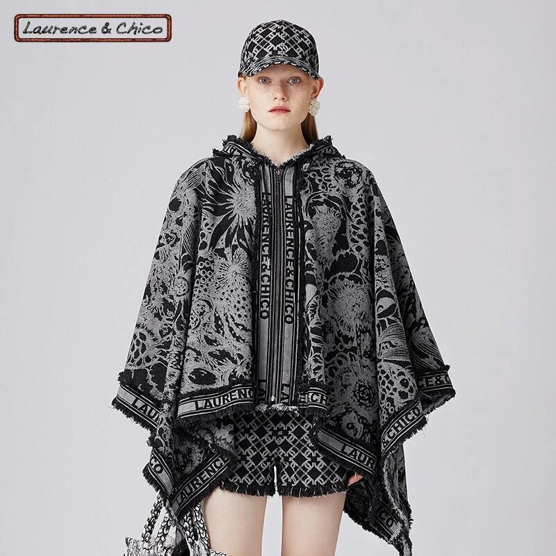 【女装专属】Van Dusen Garden 牛仔提花拉链连帽斗篷20FWCN004