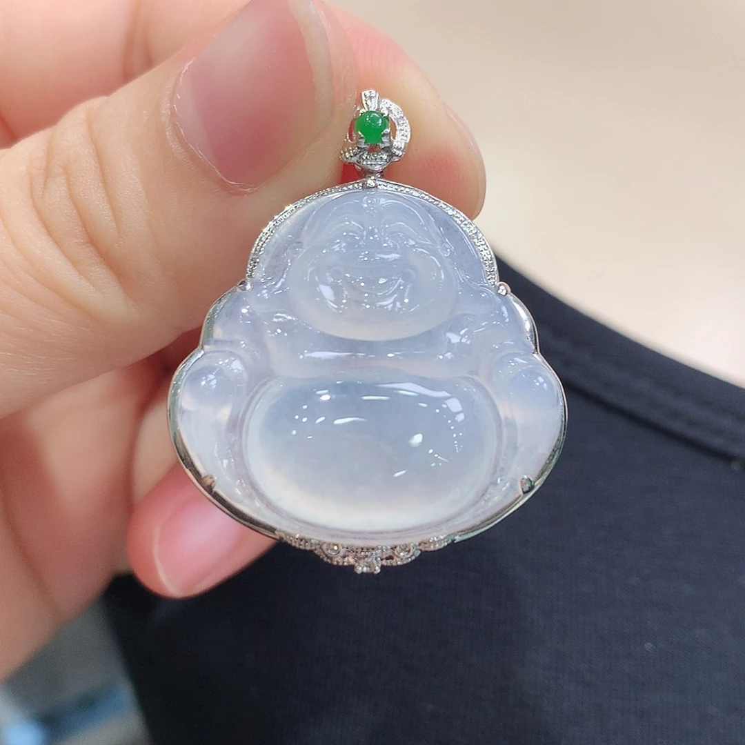翡翠18K金镶嵌颈饰佛公