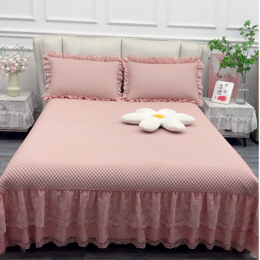 【A类母婴级】冰豆豆床盖款凉席三件套 夏季凉感乙纶空调席软凉席子