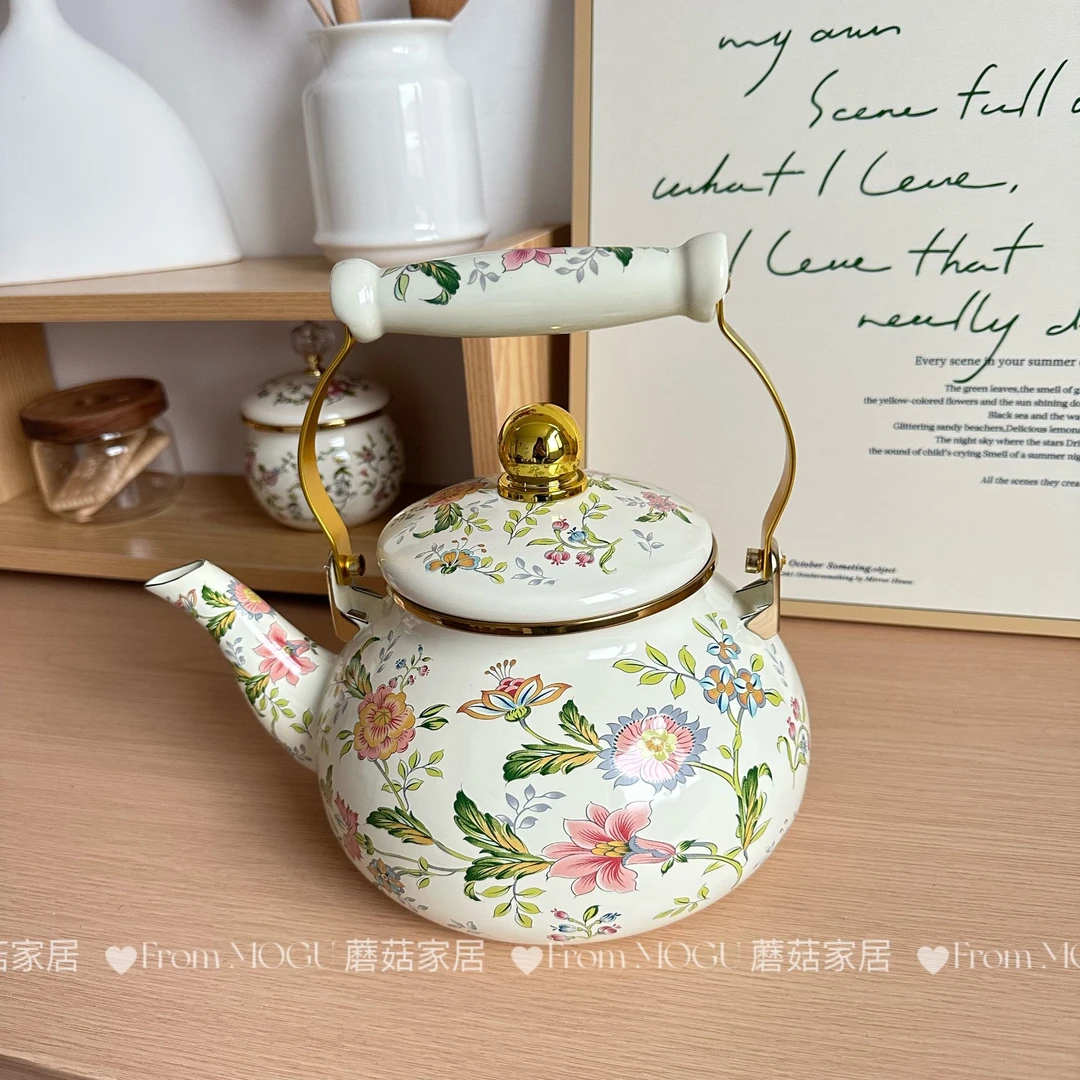 蘑菇家居搪瓷芳香珐琅2.5L壶奶茶壶煮花茶煮壶明火通用