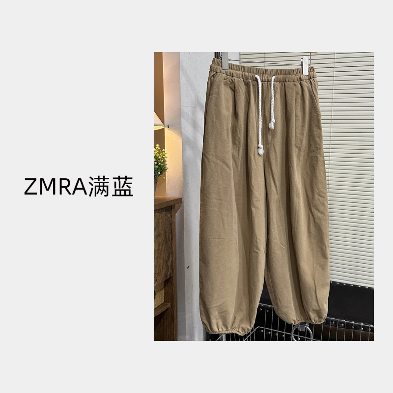ML10228秋季新款抽绳时尚百搭厚款宽松直筒阔腿松紧腰休闲裤