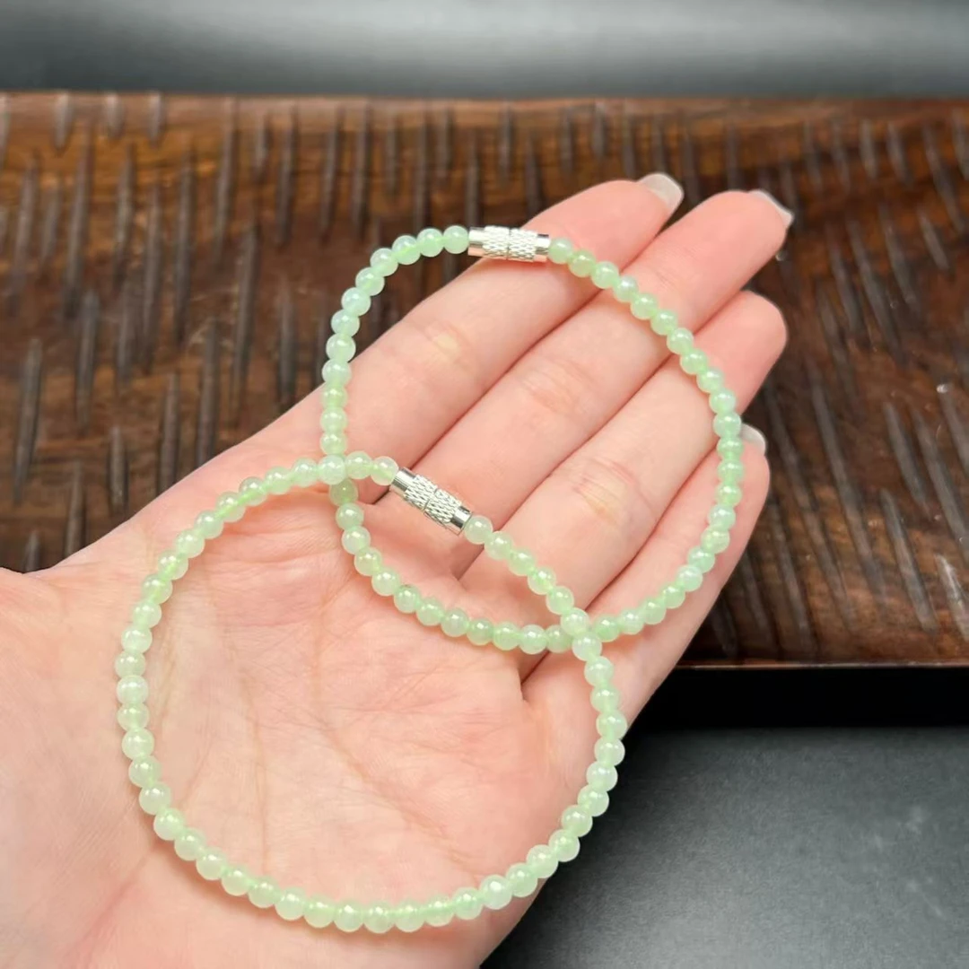 【北野珠宝】天然翡翠A货小米珠手串-B180H-23多样性发一3mm