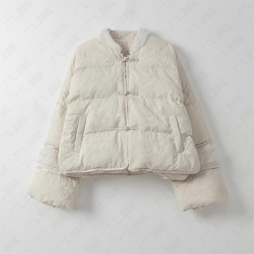 （几里）中式休闲盘扣百搭气质羽绒服 衣长57 胸围132 2031508