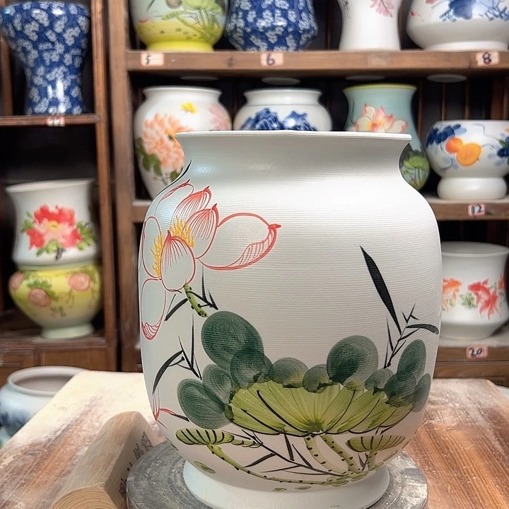 陶冬瓜高27白荷花陶瓷