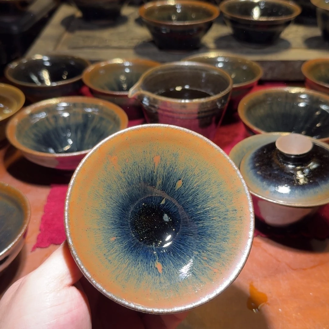 艺***画茶盏通天龙窑柴烧样品
