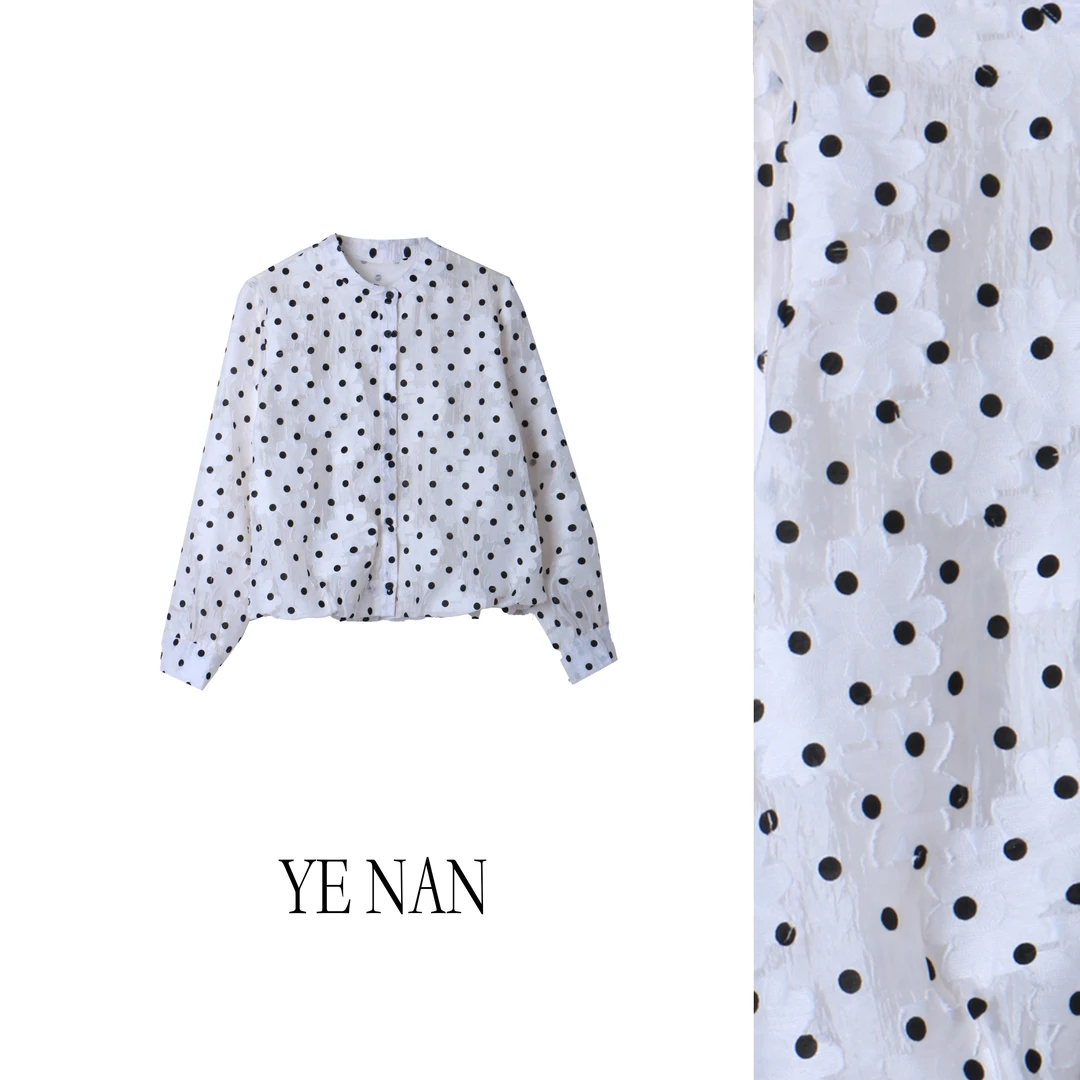 欧韩提花波点小众百搭设计感时尚减龄宽松休闲感女款衬衫SY244